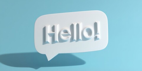 The speech bubble with Hello text in 3D casting a soft shadow
