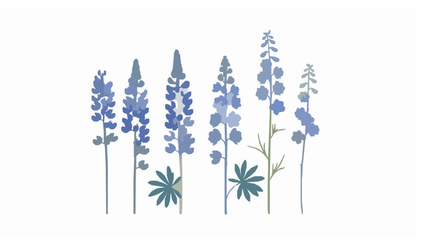 Elegant blue garden flowers vintage floral illustration vector in antique painting style