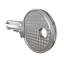 Metallic key providing access 3d transparent background