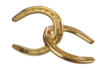golden horseshoes 3d luck success isolated