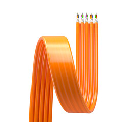 isolated Fiber optic cables forming network 3d