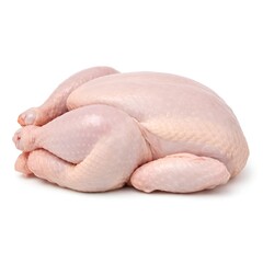 Ultra-Realistic Studio Photography of a Whole Raw Chicken Isolated on White Background