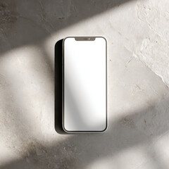 Minimal Smartphone Screen Mockup with Natural Light and Stone Texture