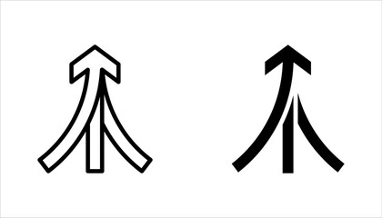 Merge arrow linear icon set. Upward arrow. vector illustration on white background