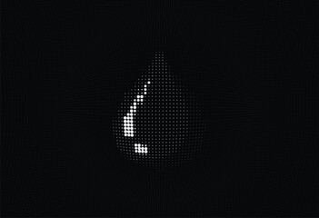 Abstract halftone dots pattern with an exclamation mark in the center