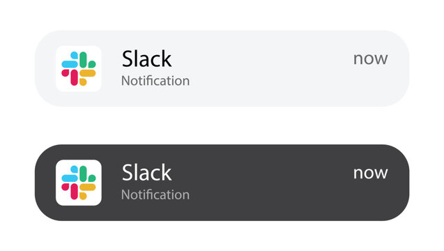 Slack App Logo with Notification UI Design, Editorial Use Only
