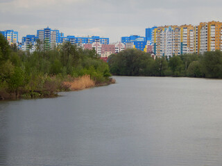 City on the river bank.