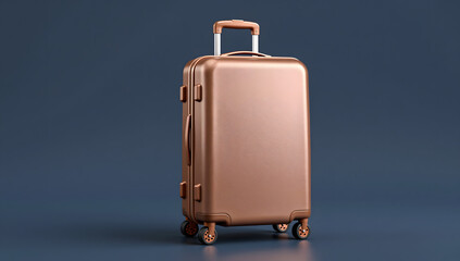 Journey's Companion: A solitary suitcase, gleaming under ambient light, poised against a calm backdrop, symbolizing the call of adventure and the promise of exploration.