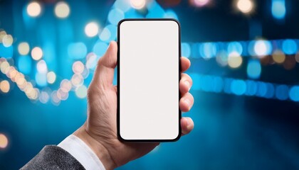 modern smartphone screen in left hand smartphone in hand mockup for any background and any image on the screen