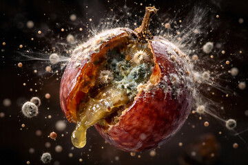 Spoiled grape bursting with rot