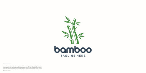creative green bamboo logo design inspiration.