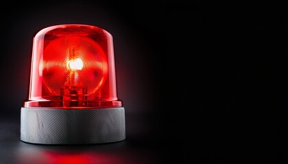 red flashing siren light on a black background a red emergency alarm with copy space