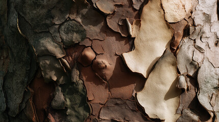 lignin. Old tree bark peeling away in layers, revealing the smooth trunk beneath. product launch decks, UI/UX mockups, designed for data visualization dashboards and holographic UIs.