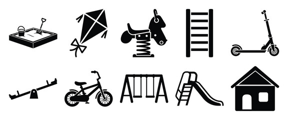 Collection of playground and outdoor play equipment icons