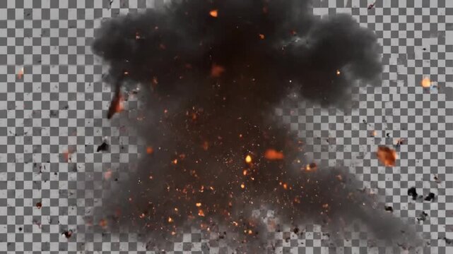 Explosive Dynamics: A Sequence of Eruptions with Fire, Debris, and Intense Smoke Effects