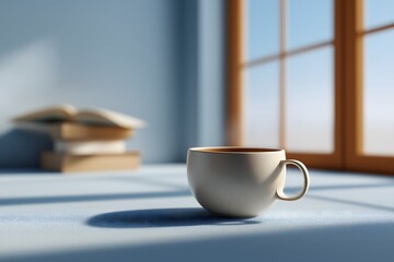 A simple, elegant still-life composition that captures the essence of a serene moment. a perfectly positioned cup of coffee. The warm hues create a calming ambiance.