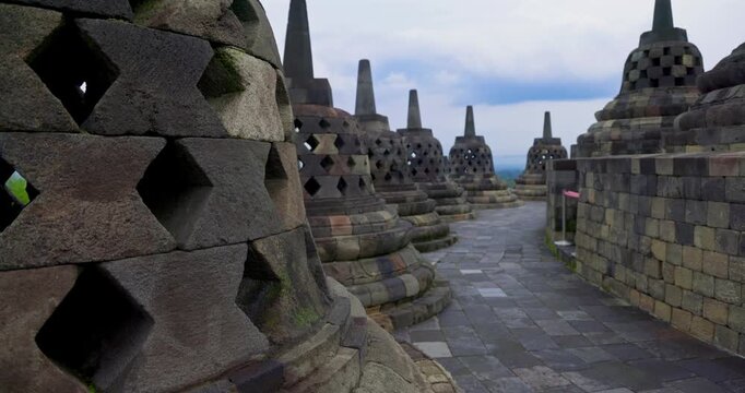 Stone Stupas of Borobudur Temple, Indonesia
