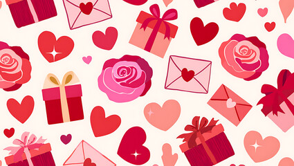 Seamless Valentine's Day background featuring a repetitive pattern of romantic hearts for decorative wallpaper Valentine&rsquo;s Day