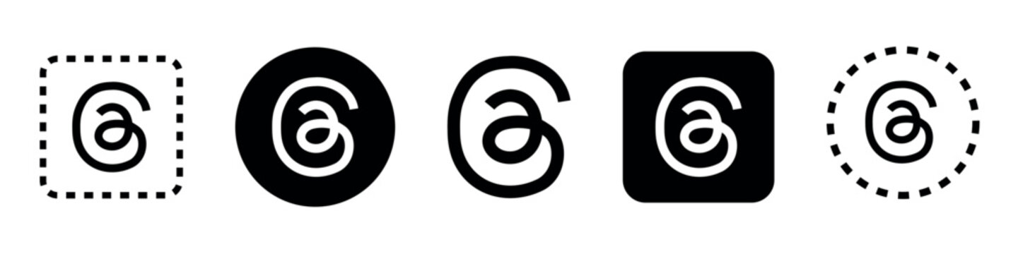 Threads app icon social media logo set