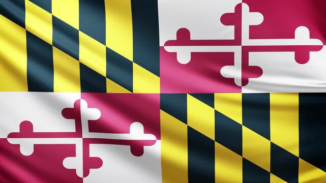 Maryland flag 4K video flag background texture, flag of Maryland waving in the wind, realistic american state flag video, USA, US patriotism