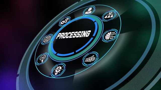  Fast Data Processing and Digital Information Management Concept with High Speed Technology Icons.