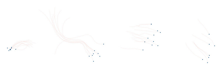 Dynamic paths with dotted lines ending in blue circles, showing trajectory and direction. ©  MVectors