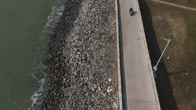 Aerial Drone View of Mandarmani&ndash;Digha Marine Drive Along Bay of Bengal Coast