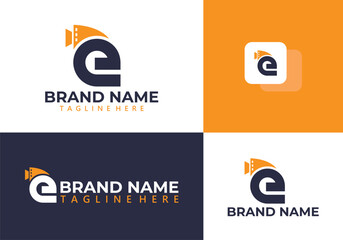 Initial letter e media logo - Creative  media logo vector.