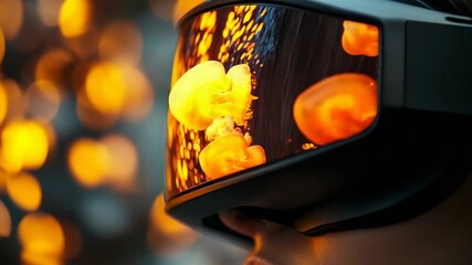 selective focus modern virtual reality composition highlighting underwater exploration