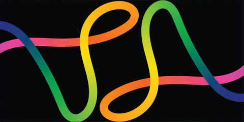 Abstract Party Background with Gradient background, Abstract Background with Gradient Line Shapes. Vector Graphic with Curve Rainbow Ribbons.Vector Swirl Rainbow Ribbons