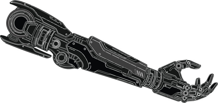 Robotic Hand &ndash; Advanced Cybernetic Technology Illustration Vector Silhouette  Design