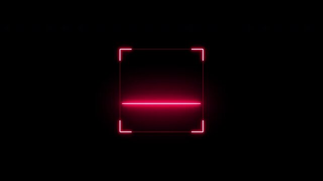 Neon red glowing QR code scanner animation 4K resolution.