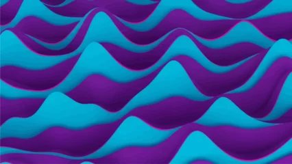 Fotobehang Violet Wavy abstract landscape with undulating patterns and vibrant colors in a digital artwork  © John