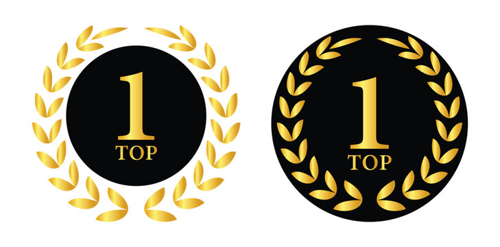 Top1 Vector Gold Laurel Wreath. Icon Number Stock Vector.