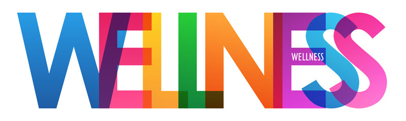 WELLNESS colorful typography banner on transparent background