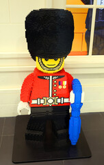Obraz premium LONDON UNITED KINGDOM 06 19 2023: Royal Guard built from LEGO bricks displayed in the world's largest LEGO store