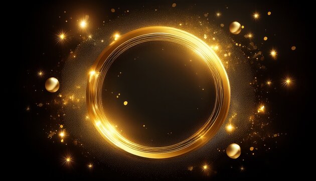 golden circle with sparkles on a black background