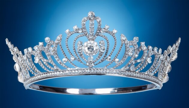 a dazzling diamond tiara centered on a light blue background