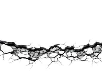 Cracked wall texture isolated on transparent background