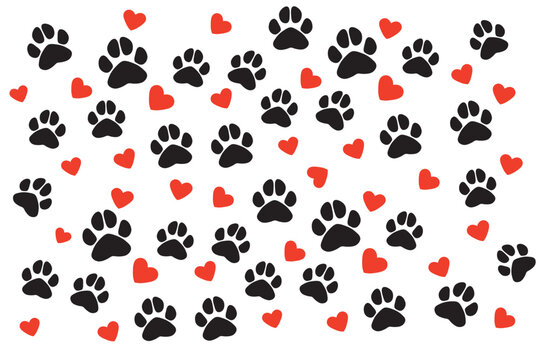 Dog Paw Seamless pattern vector heart isolated scarf valentine wallpaper background