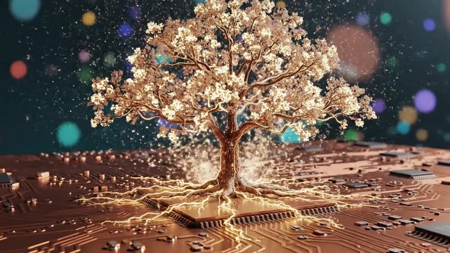 Digital Roots The Tree of Technology, technology growth concept