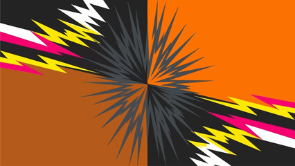 Dynamic abstract illustration of explosion with vibrant colors and sharp lines from a central point