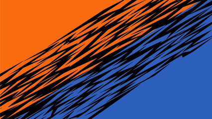Dynamic diagonal lines intersecting vibrant orange and blue sections in a modern abstract illustration