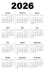 Calendar 2026 week start Monday corporate design planner template.