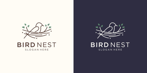 minimalist logo bird nest logo vector illustration.
