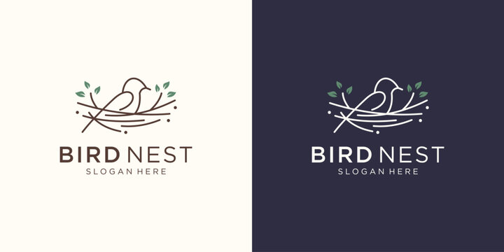 minimalist logo bird nest logo vector illustration.