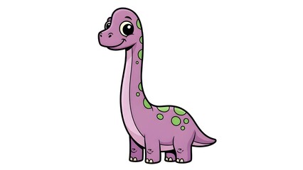 Naklejka premium Cute Brachiosaurus Cartoon for Kids – Friendly & Colorful Dino Character