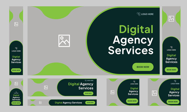 Web bundle banner design for social media post, digital marketing agency web set banner design, fully customizable vector eps 10 file format