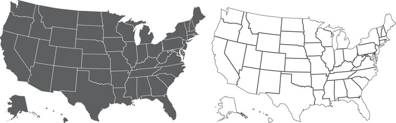 USA map high quality vector on white background