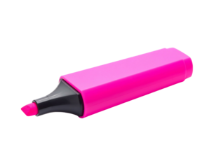 Bright pink marker with angled chisel tip, isolated on black